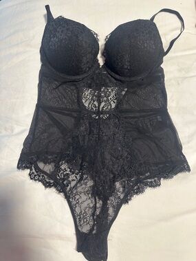 H&M Black Lace Bodysuit Chemise